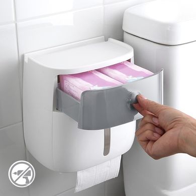 Набор для туалета MVM-4 (бело-серый) (ершик настенный - ведро - держатель для туалетной бумаги)