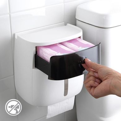 Набір для туалету MVM-3 (біло-чорний) (йоржик - відро - тримач для туалетного паперу)