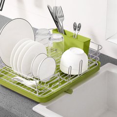 Cушка для посуды с органайзером и поддоном MVM DR-02 GREEN (салатовая)