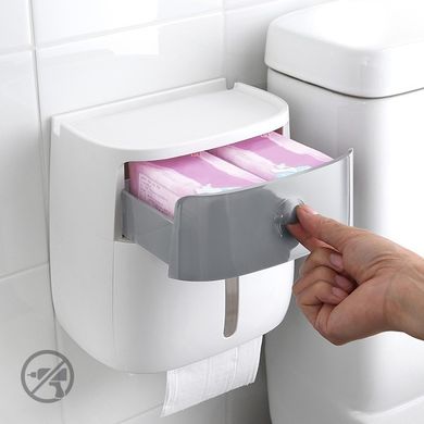 Набір для туалету 2в1 MVM-4 (біло-сірий) (йоржик настінний - настінний тримач для туалетного паперу)