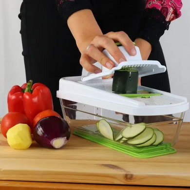 Багатофункціональна овочерізка-шатківниця-тертка для овочів і фруктів TAVIALO зі скляним контейнером (6 в 1)