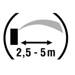 Дальность полива регулируется в пределах 2,5м - 5 м.